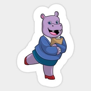 Hippo as Secretary with Notepad Sticker